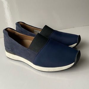 Vionic Blue Womens Leather Neoprene Cameo Loafer Sz 7